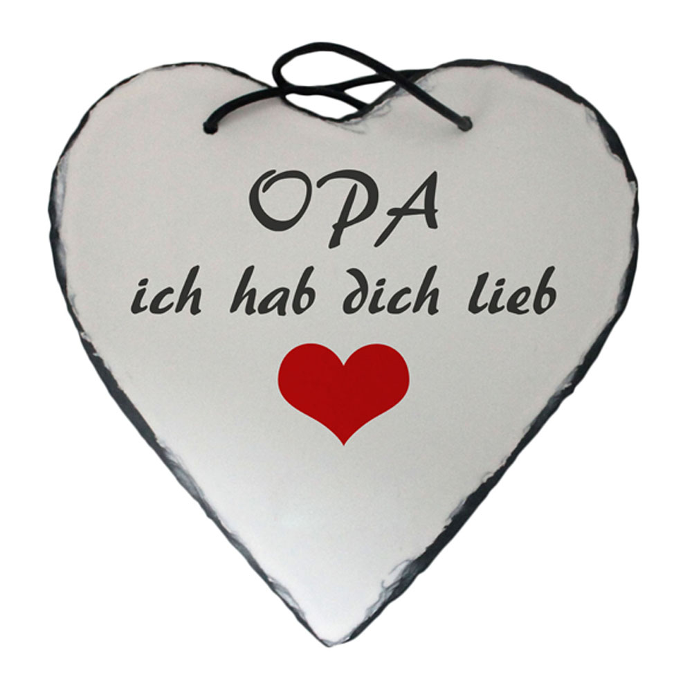 Schiefer Herz "Opa ich hab dich lieb" mit Name – Bild 3