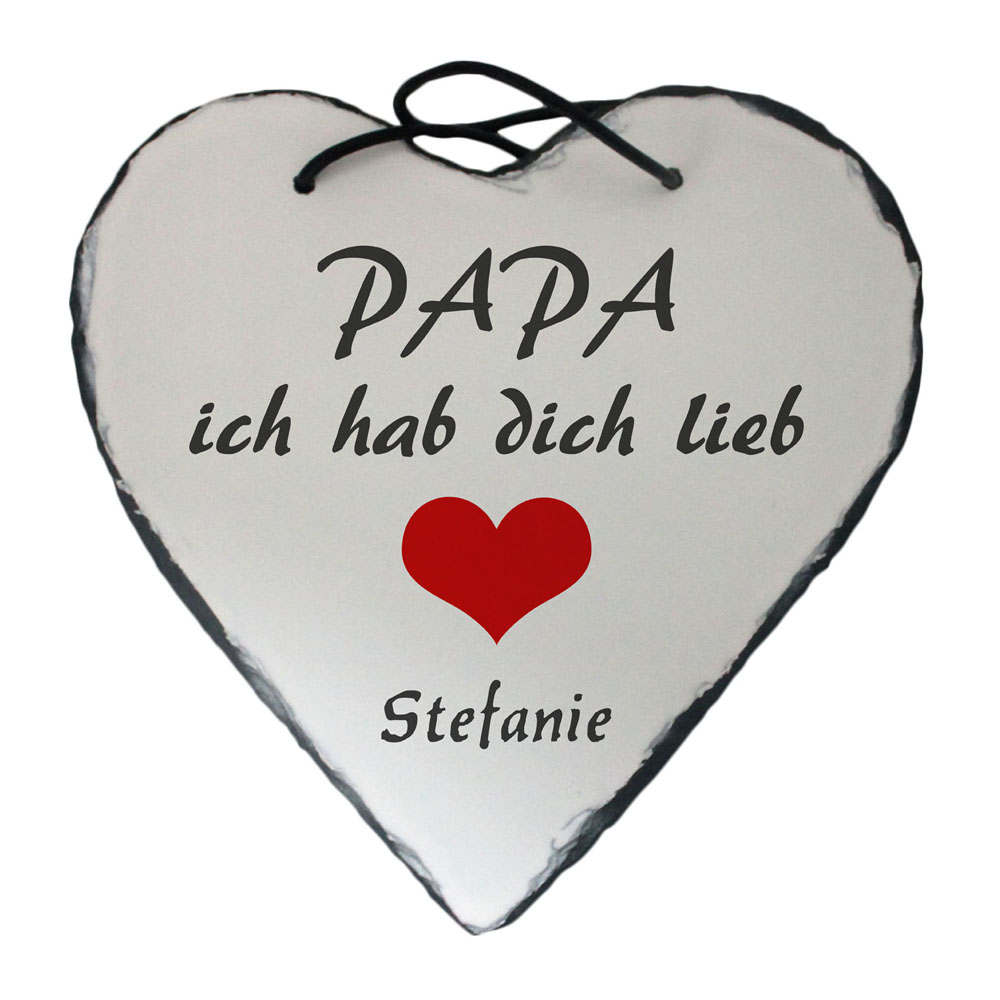 Schiefer Herz "Papa ich hab dich lieb" mit Name