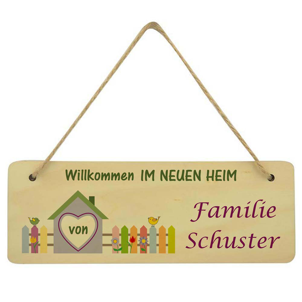 Dekoschild zum neuen Heim mit Name