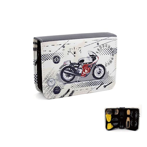 Schuhputzset Motorrad Schuh Reinigungs-Set mit Pit Stop Range Design