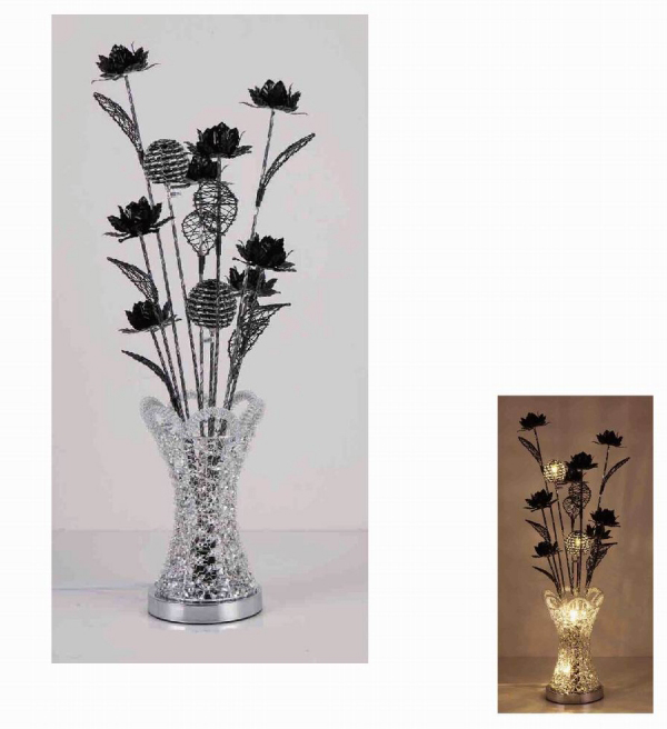 schwarze Blumen Lampe 80 cm Blumen in Vase Lampe