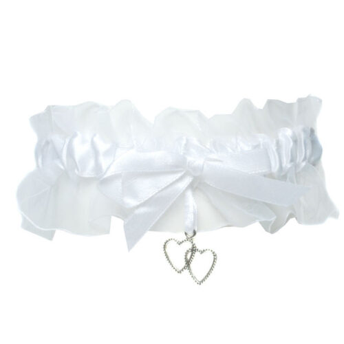 Strumpfband mit Herz weiss