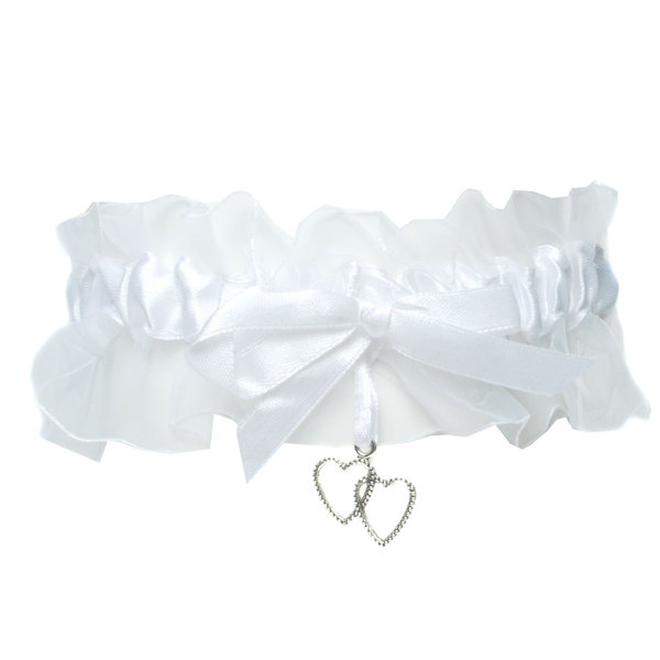 Strumpfband mit Herz weiss