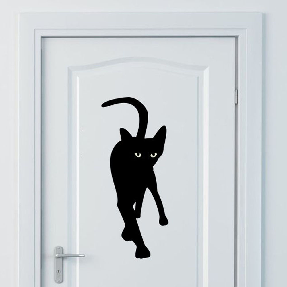 Wandtattoo Katze schwarz