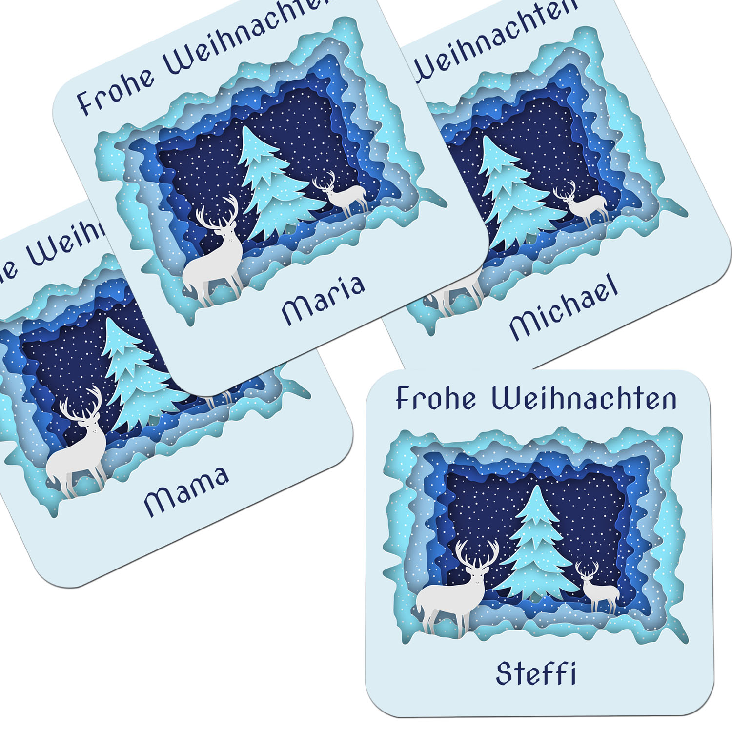 1 Untersetzer mit Name Winterlandschaft