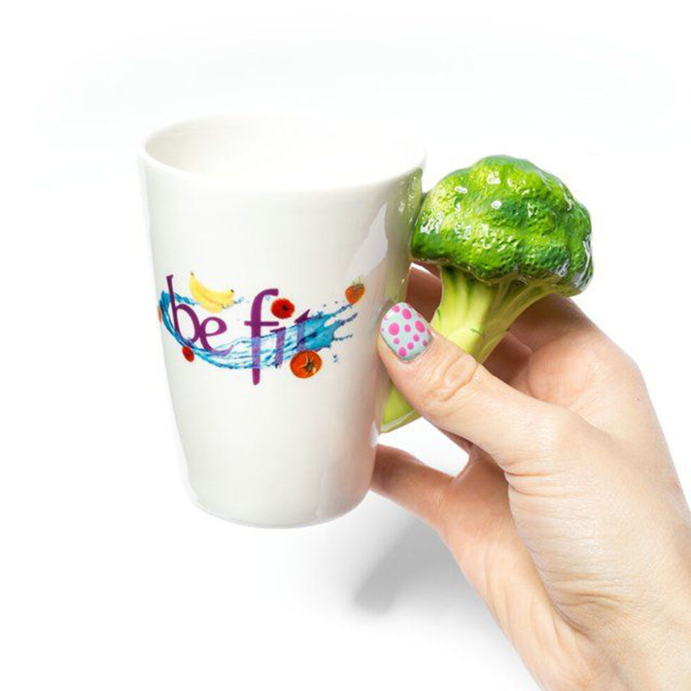 Veggie Tasse Kaffeetasse mit Brokkoli Gemüsebecher – Bild 2