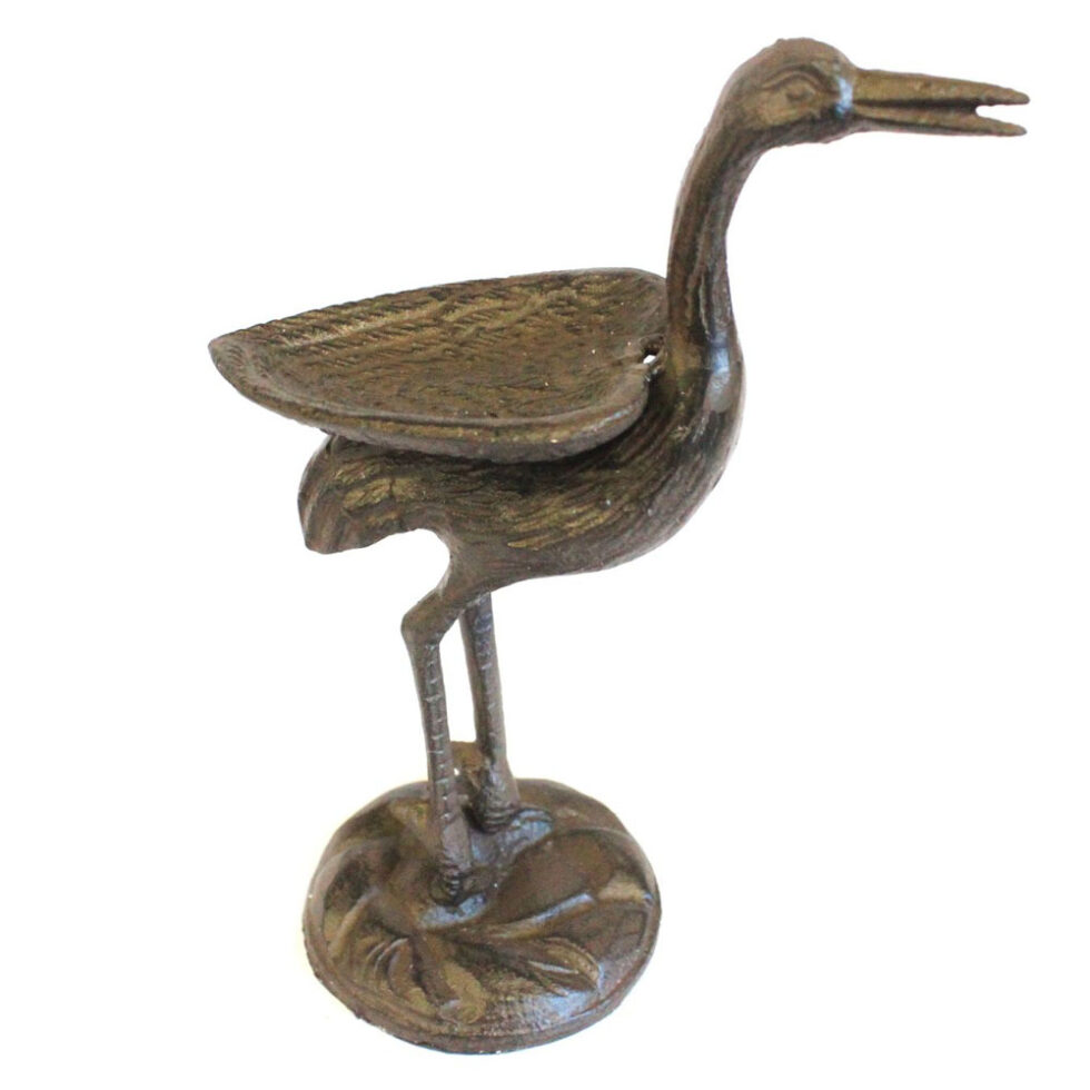 Vogel Futter Schale Storch 21 cm schwarz aus Eisen – Bild 2