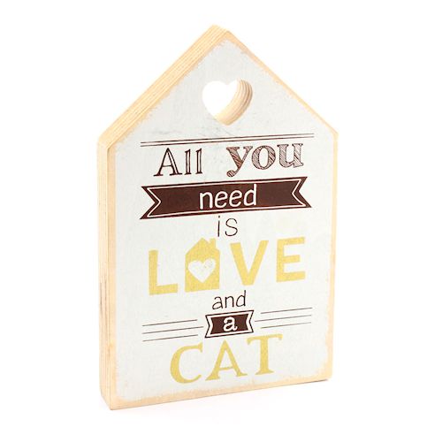 Wandbild All you need is Love und eine Katze