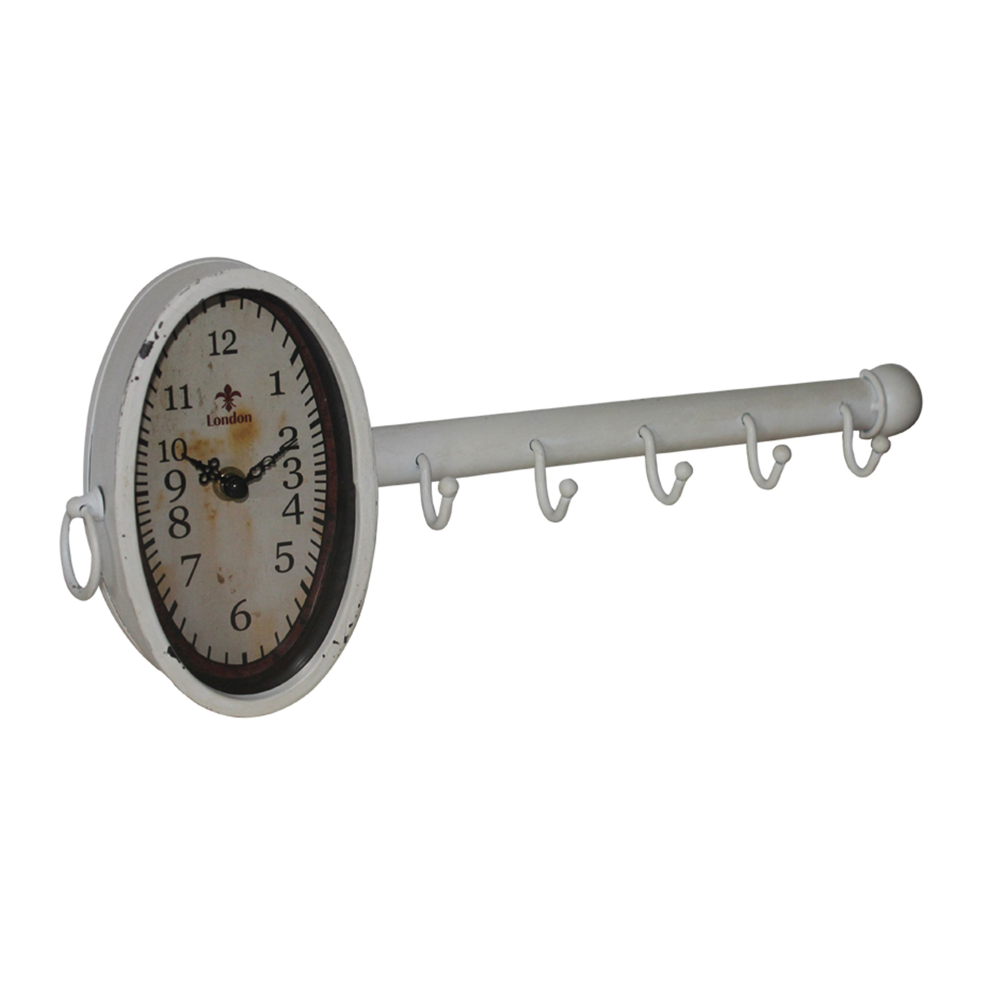 Wanduhr mit Kleiderhaken auf Alt Uhr Garderobenhaken