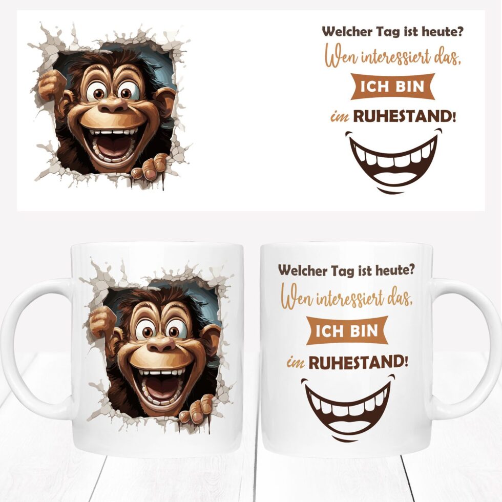 witzige Tasse zum Ruhestand mit lachendem Mund – Bild 2