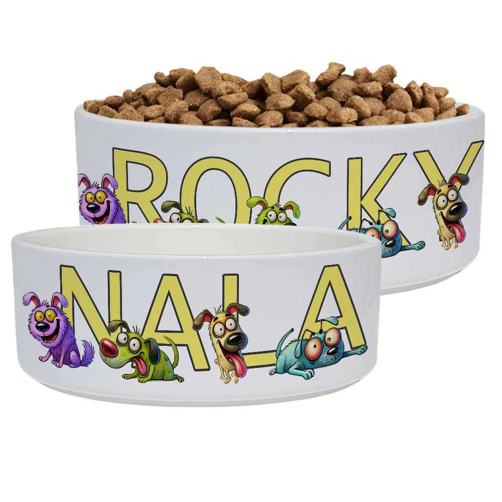 witziger Hundenapf mit Name im Design witzige Hunde