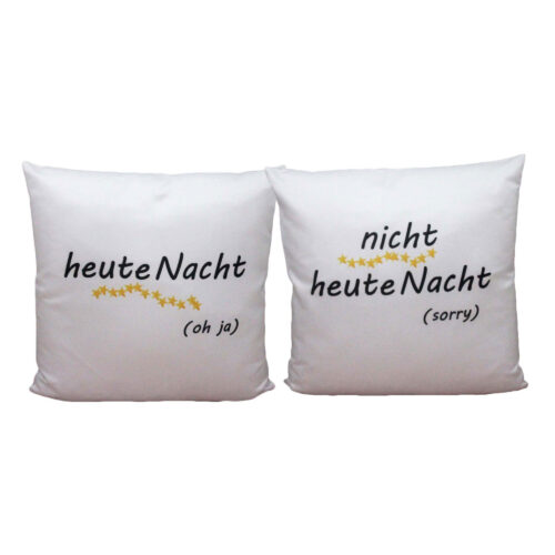 Kissen mit Spruch "heute nacht ja oder nein" witziges Kissen weiß 40x40