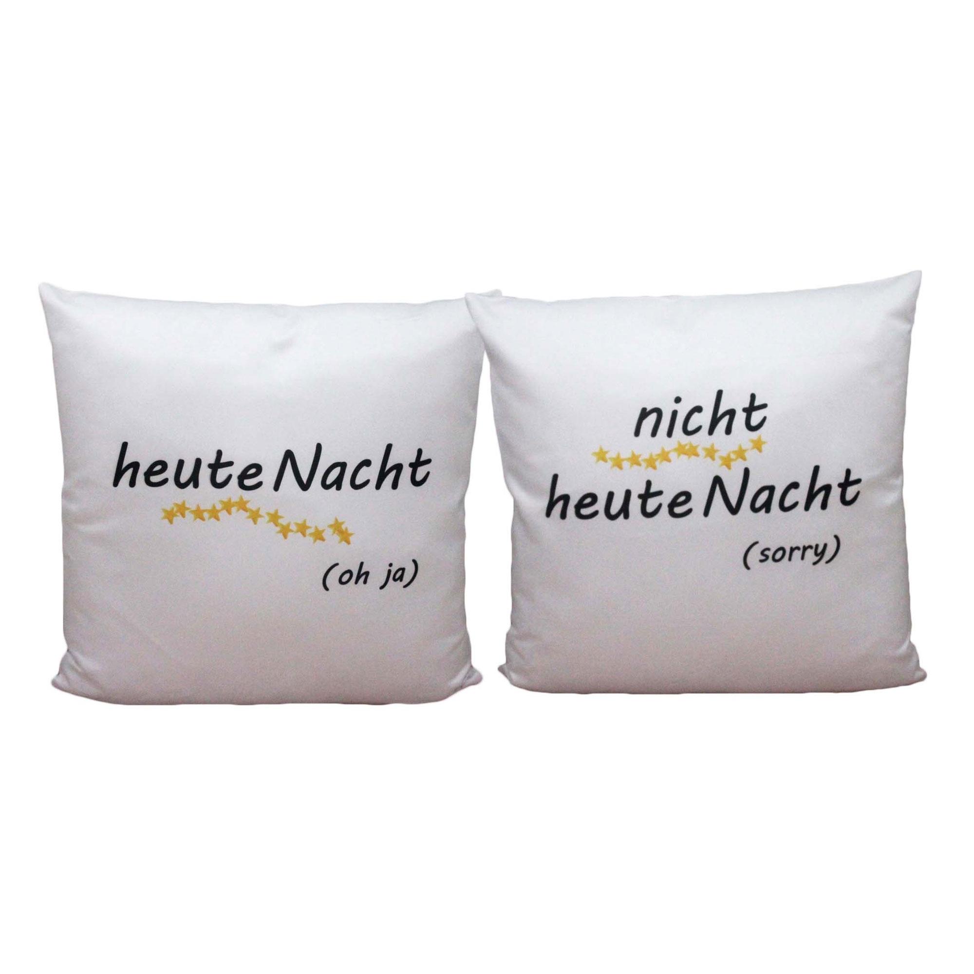Kissen mit Spruch "heute nacht ja oder nein" witziges Kissen weiß 40x40