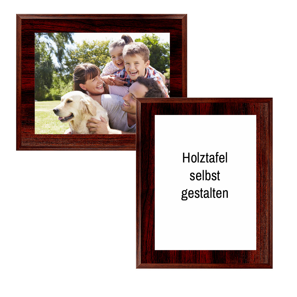 Holztafel 25 cm rot gemasert mit Foto selbst gestalten
