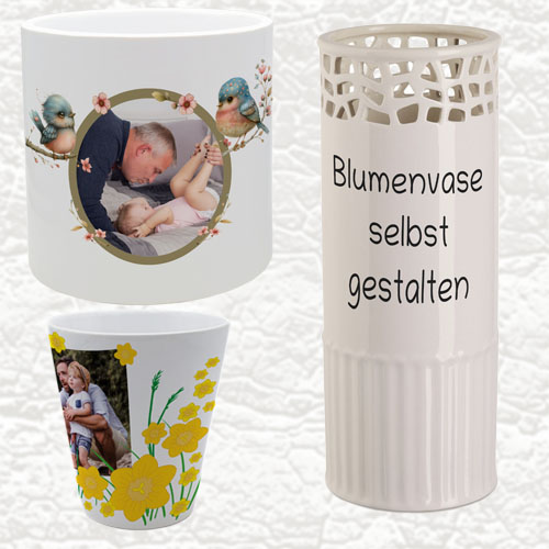 Blumentopf oder Blumenvase mit Foto oder Name