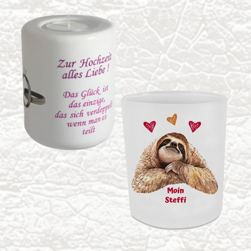 Kerzenhalter für Teelichter mit Foto oder Name