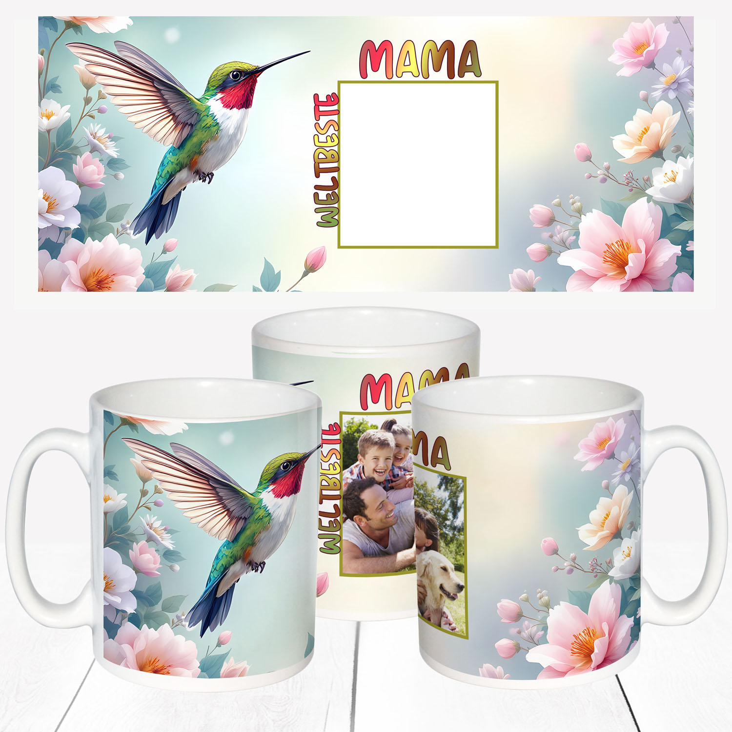 Fototasse weltbeste Mama Kolibri mit Foto