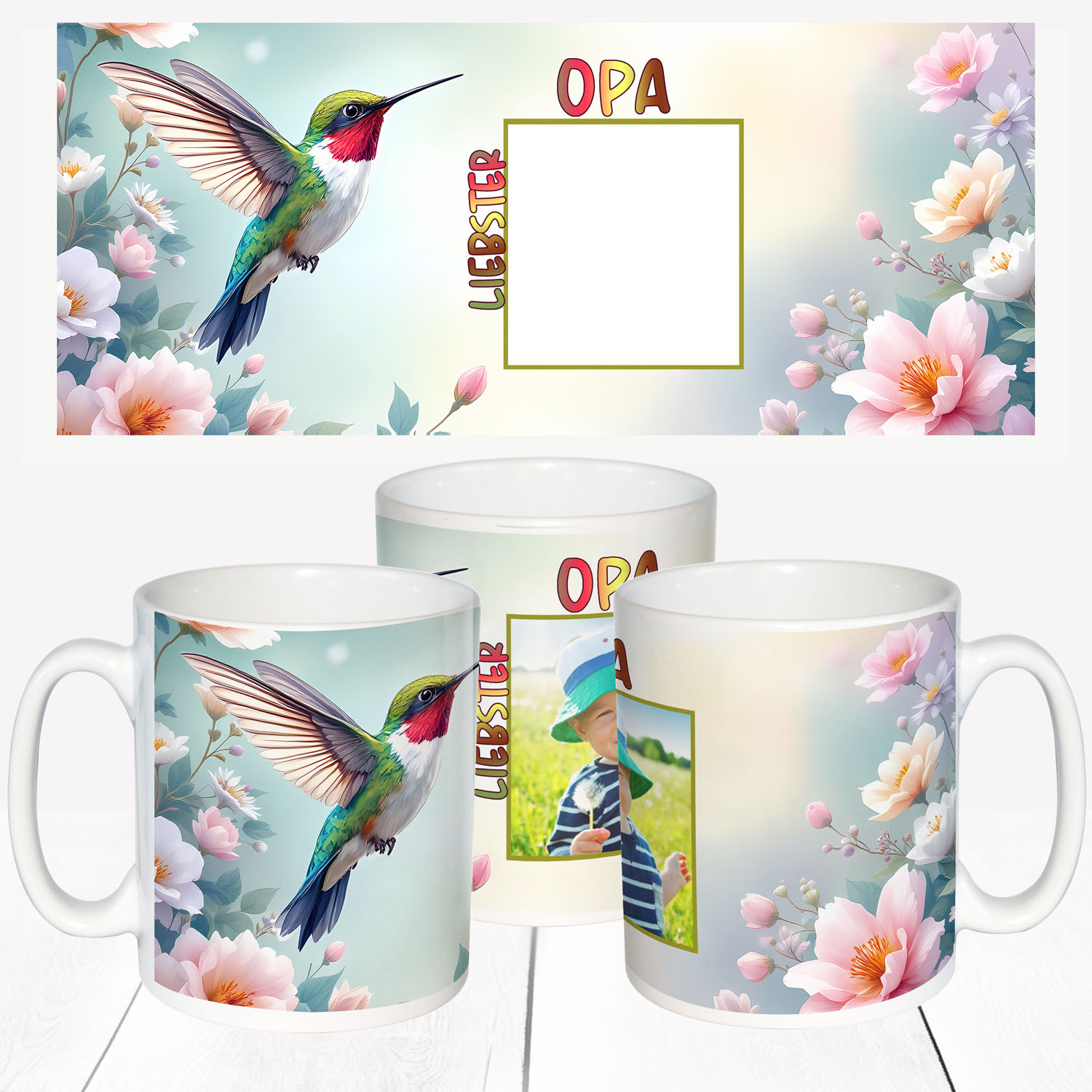 Fototasse weltbester Opa Kolibri mit Foto