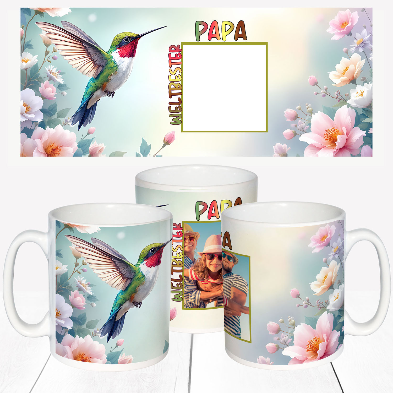 Fototasse weltbester Papa Kolibri mit Foto