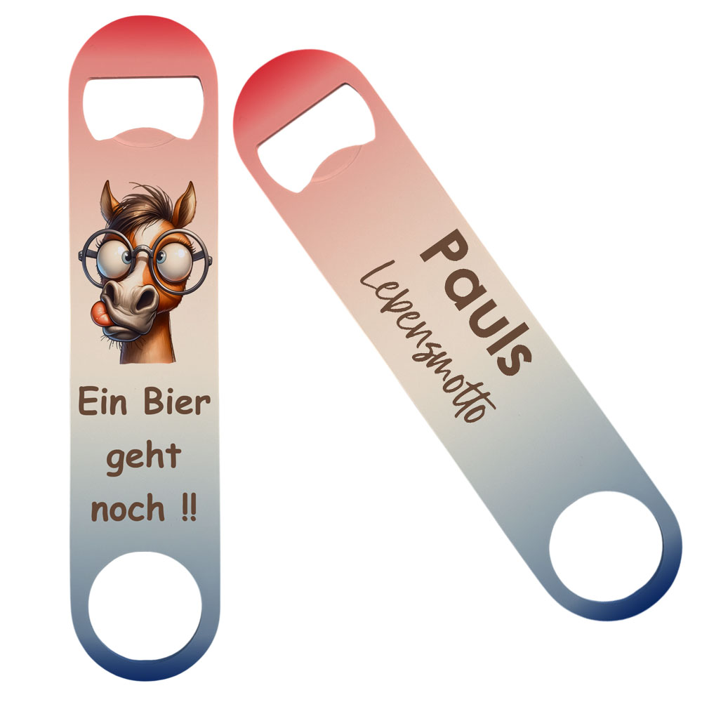 Flaschenöffner mit Spruch und Name - ein Bier geht noch