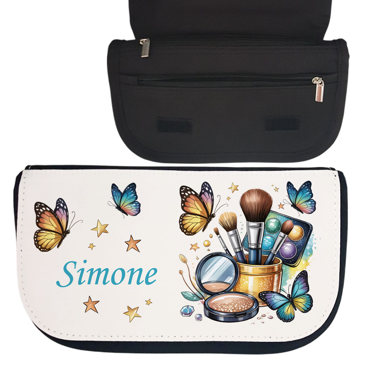 Kosmetiktasche personalisiert mit Name mit Schmetterlingen