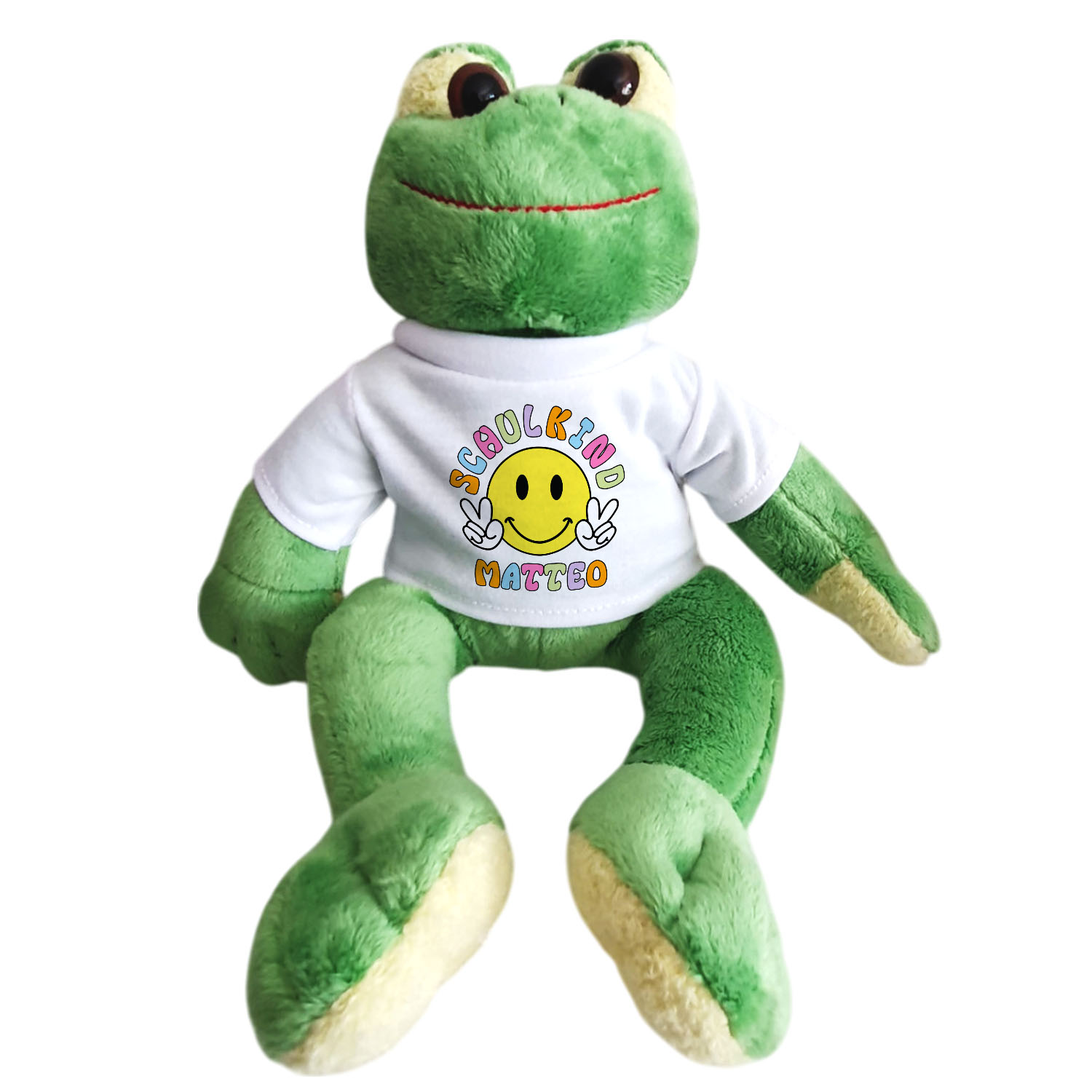 Stofftier Frosch Schulkind mit Name Schulstart Kuschel-Geschenk