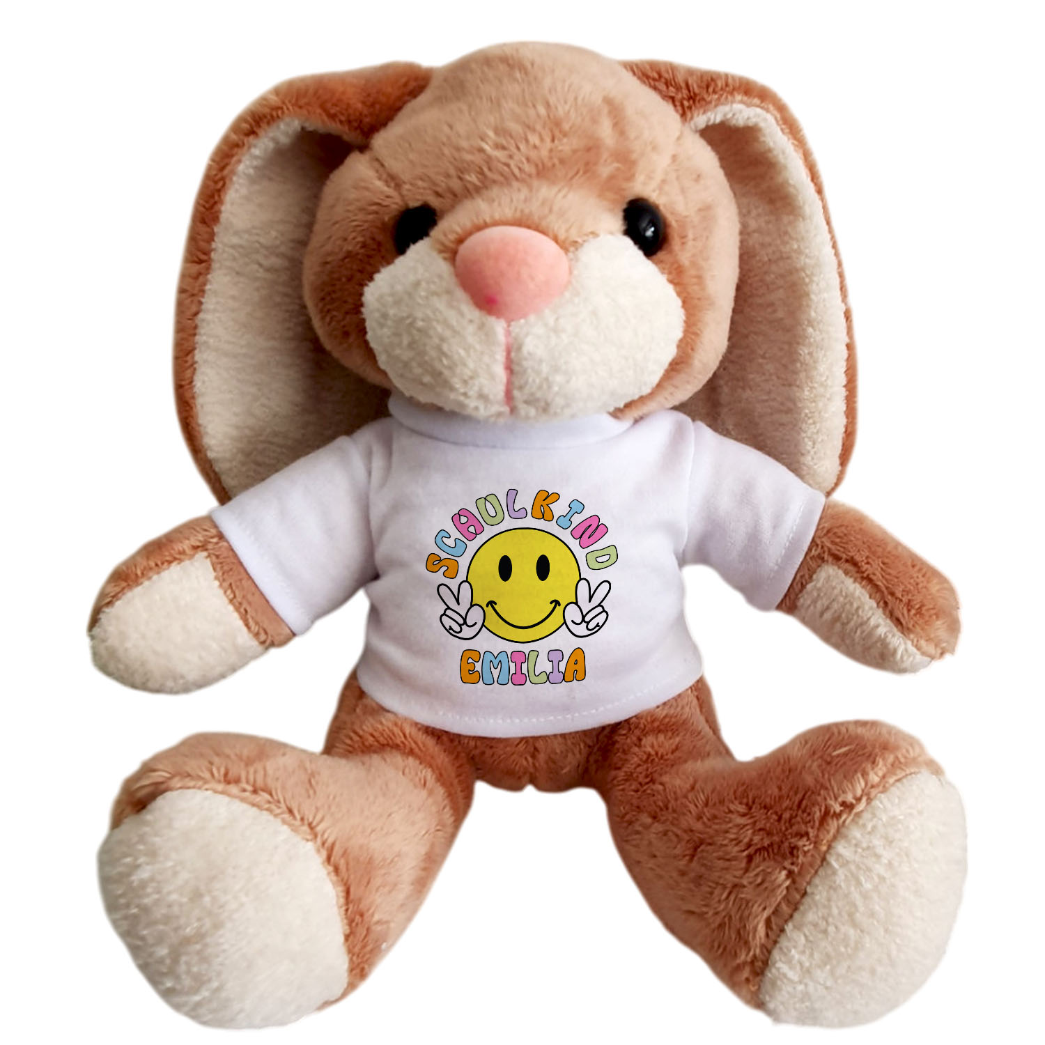 Stofftier Hase Schulkind mit Name Schulstart Kuschel-Geschenk