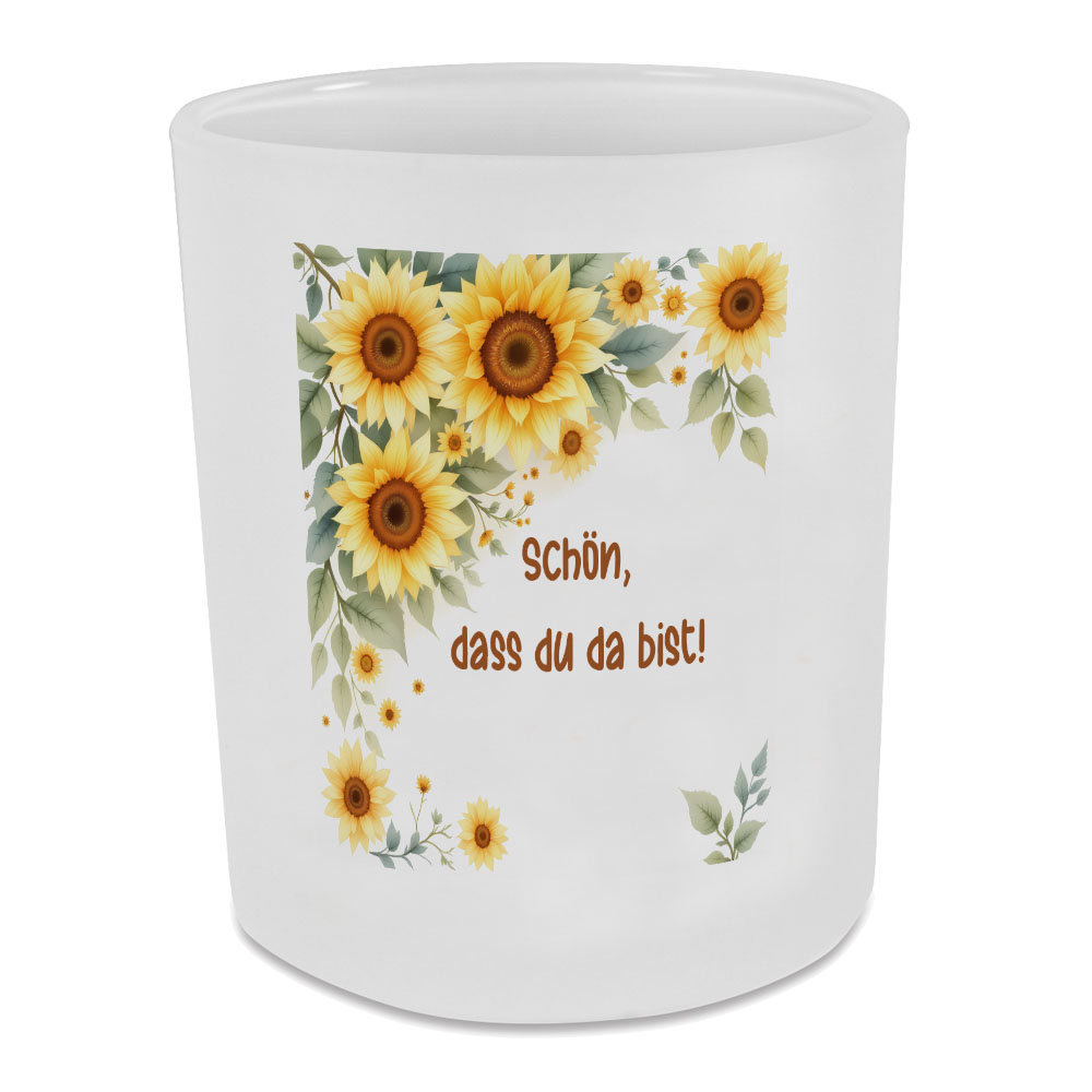 Danke dass du da bist Teelichtglas mit Sonnenblumen