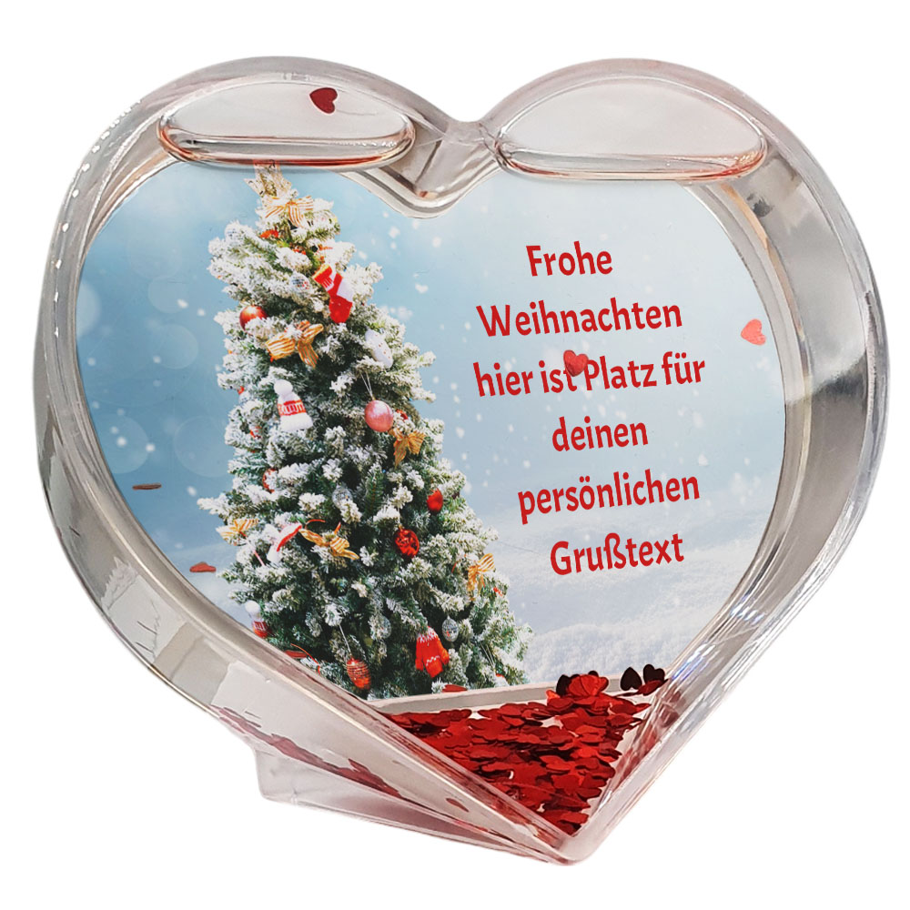 Herz Schneekugel Weihnachtsbaum mit eigenem Text
