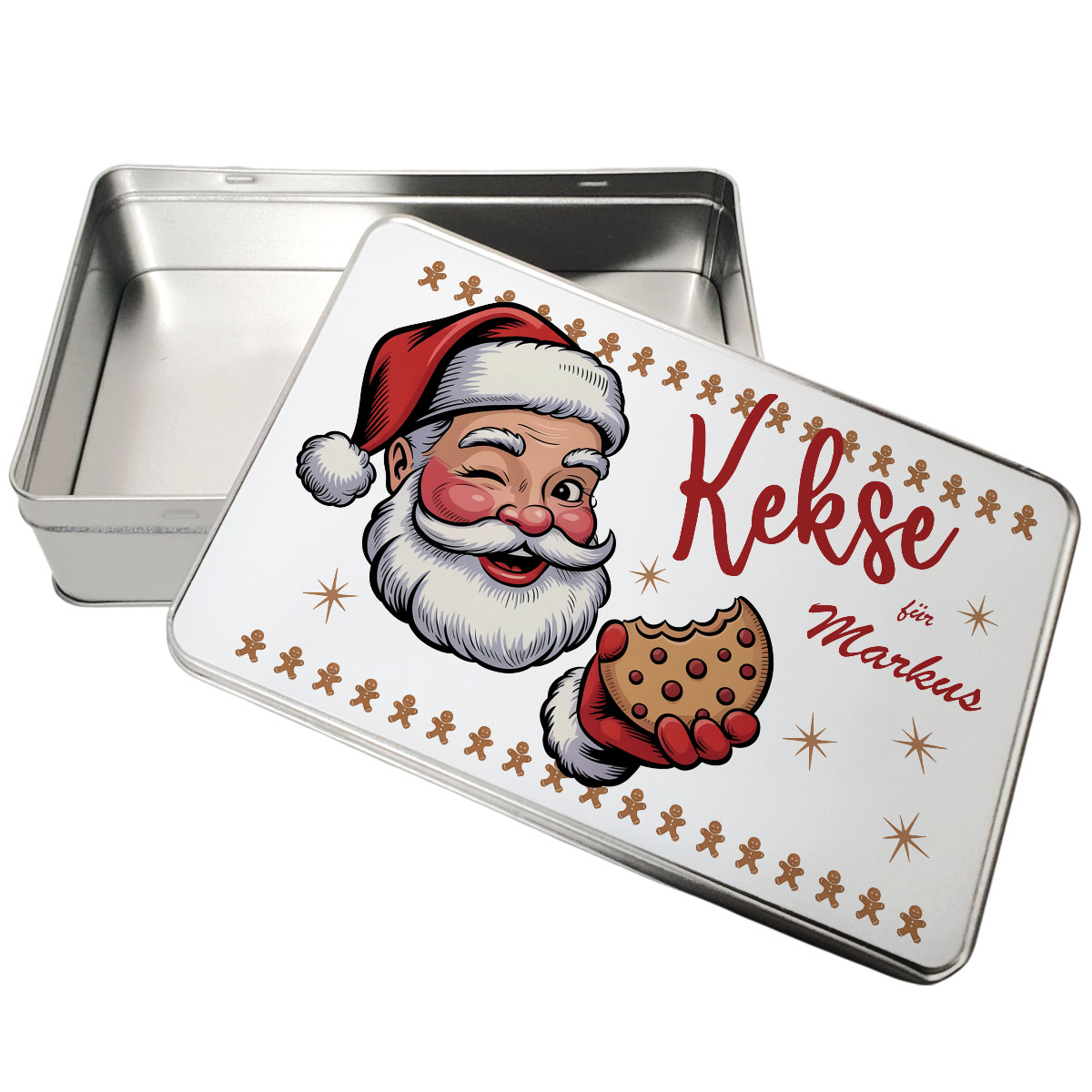 Keks Dose mit Name Weihnachtsmann