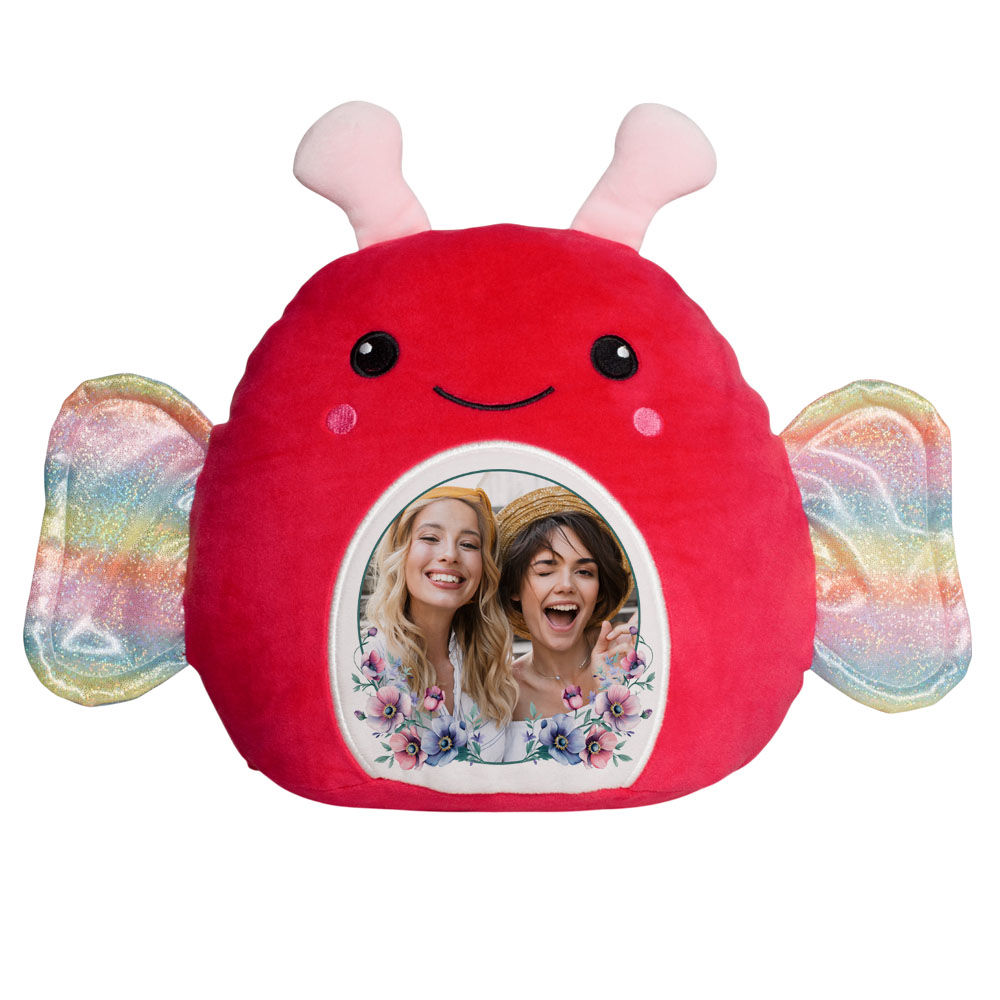 Kuschelkissen Schmetterling mit Foto im Blumenrahmen