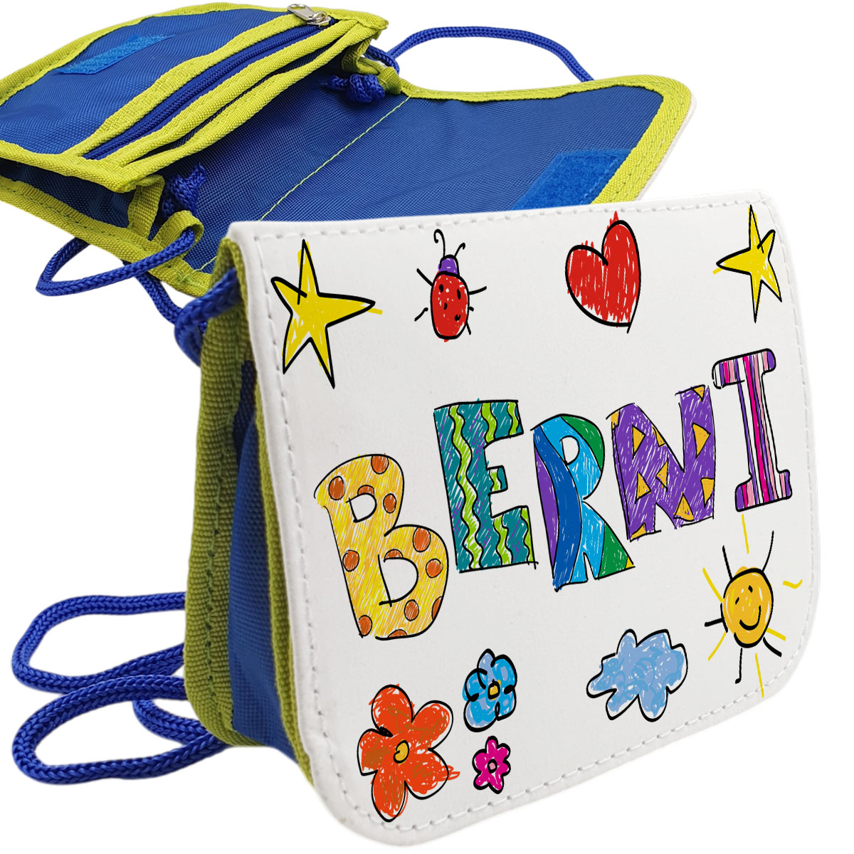 Brustbeutel Jungs mit Name in Kinderschrift Kindergeldbeutel